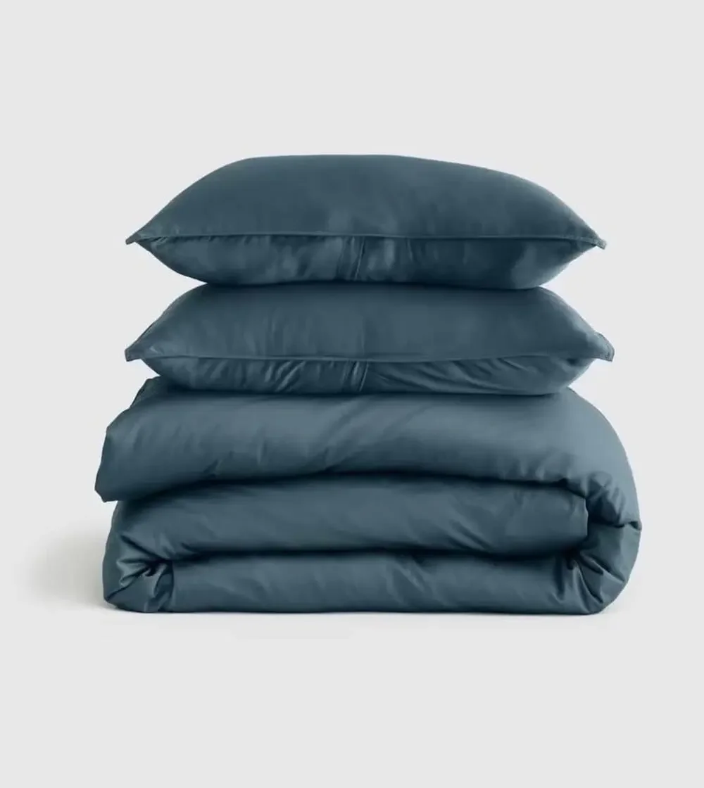 Quince Bamboo Duvet Cover Set Full/Queen in Nightfall color new with bag